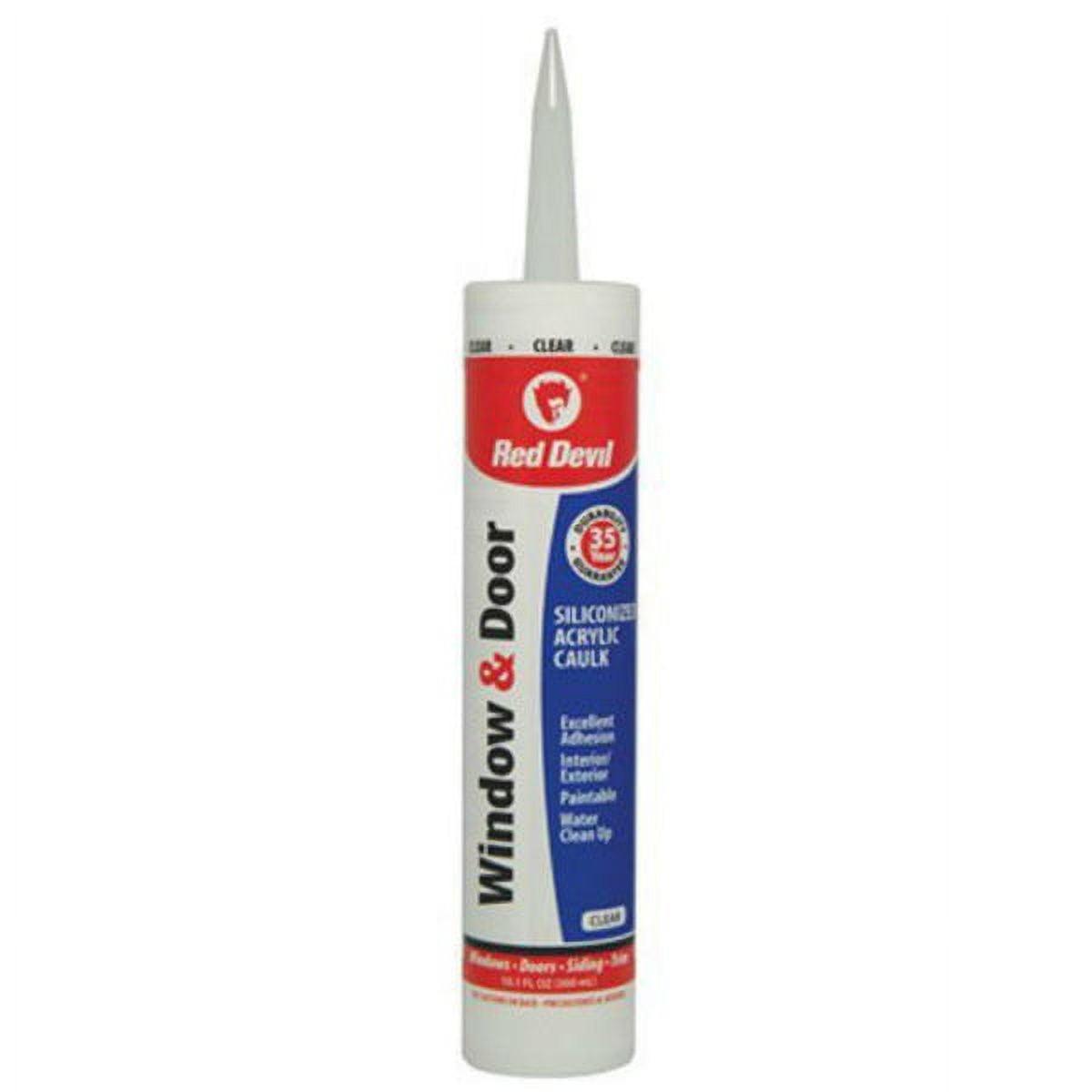 Red Devil 0876 Window & Door Siliconized Acrylic Caulk, Clear, 10.1 Oz