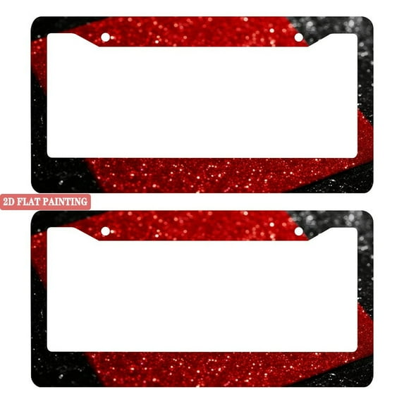 1PC Red Glitter Decorative Plates with Mounting Accessories License Plate Frames 2 Holes 6. 3x12. 2inch(16x31cm)