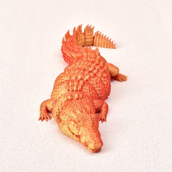 1PC Red gold 35CM 3D Printed Crocodile Figurine Dragon - Exquisite Gift, Hot-Selling Business Gift