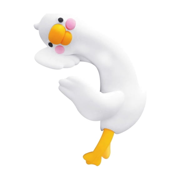 1PC Resin Goose Figurine Computer Monitor Decor,Cute Mini Goose Statues for Car Dashboard,Funny Desk/TV/Photo Frame Decorations (White Goose)