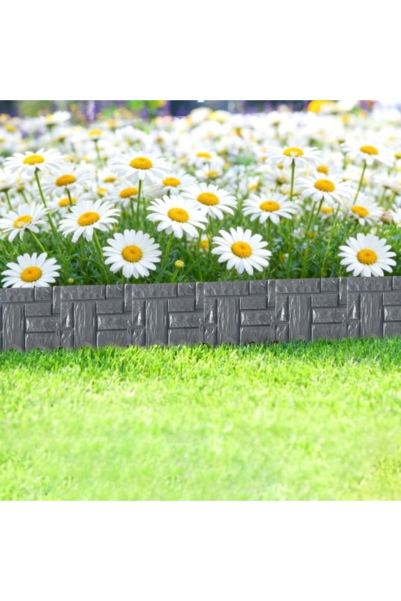 1PC Retaining Wall Block Faux Stone Edging for Landscaping, 10x8.5 Inch Garden Border Landscape Edging Blocks Garden Plastic Fence for Mulch Flower Bed Patio Lawn Path Walkway (Gray)
