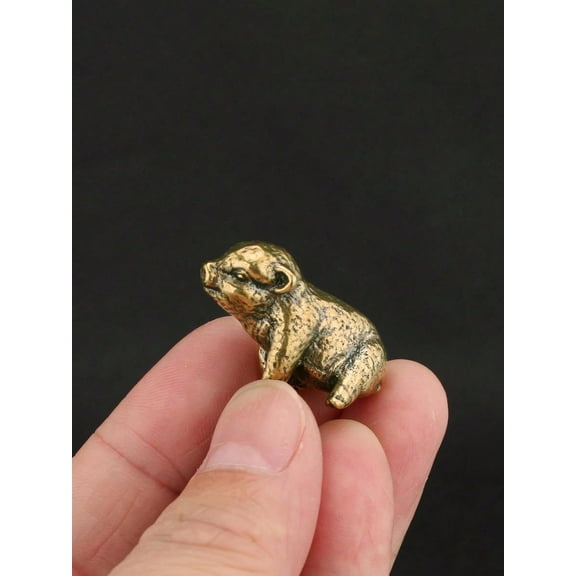1PC Retro Copper- Mini Pig Statue - Charming Home Decor