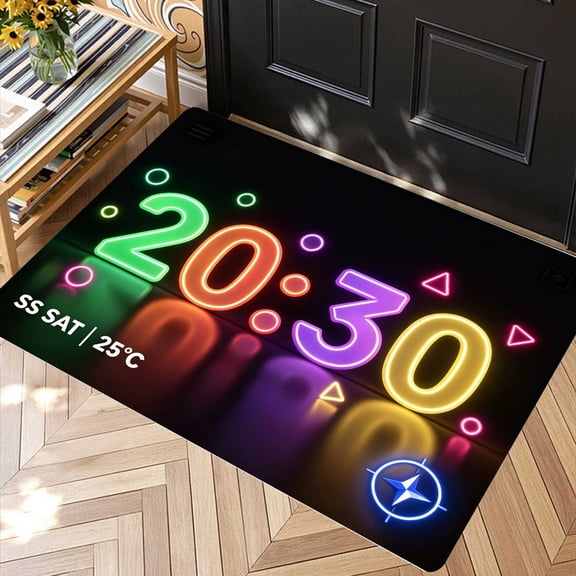 1PC Retro Mixed Character Currency Sign Evening Time Saturday Printed Fluffy Absorbent Bath Mat,Memory Foam Mat Washable Non Slip Bath Rug,Decor Kitchen Rug for Front Door Holiday Decor Gift