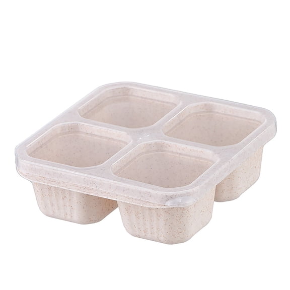 1PC Reusable Snack Containers 4 Compartments Wheat Straw for Kids Adults School Work Travel Food Storage