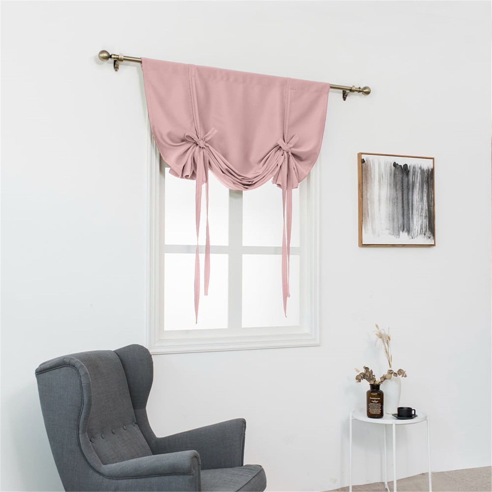 1PC Roman Curtain Beige Tie Up Curtains For Kids Room Small Windows