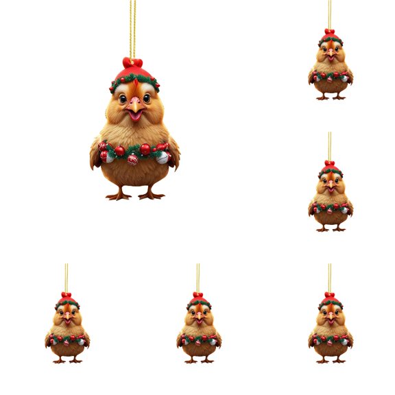 1PC Rooster Christmas Ornaments 2025 2D Acrylic Chicken Farm Christmas Tree Decorations Funny Hanging Pendant for Adults Men Friend Dad Xmas Gifts