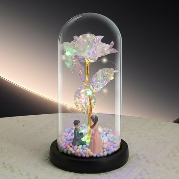 1PC Rose Flower Gifts for Women, Light Up Rose in Glass Dome,Artificial Flower Gifts for Mom, Christmas Rose Gifts Ideas for Wife, Anniversary, Birthday Gifts, Valentines Day Gifts For Her