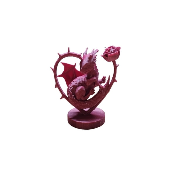 1PC Rose Heart Dragon Statue 3D Printing