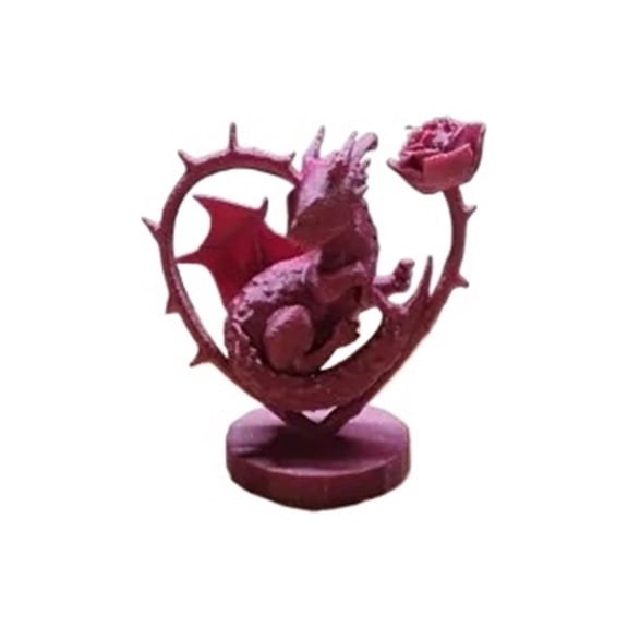 1PC Rose Heart Dragon Statue 3D Printing