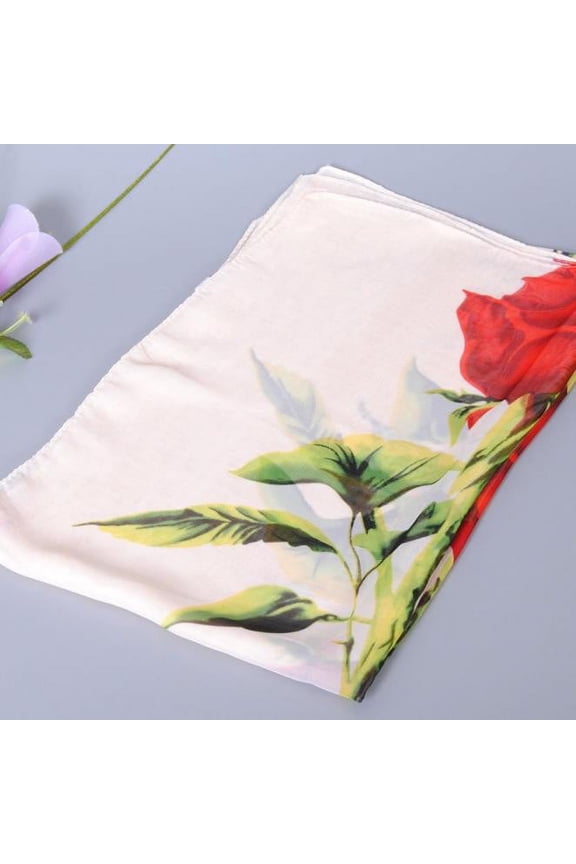 1PC Rose Sunscreen Chiffon Scarf Beige Chiffon Valentines Day Fashion Soft Scarves Scarf Wrap Shawl Ladies Scarf Chiffon Women Long Scarf