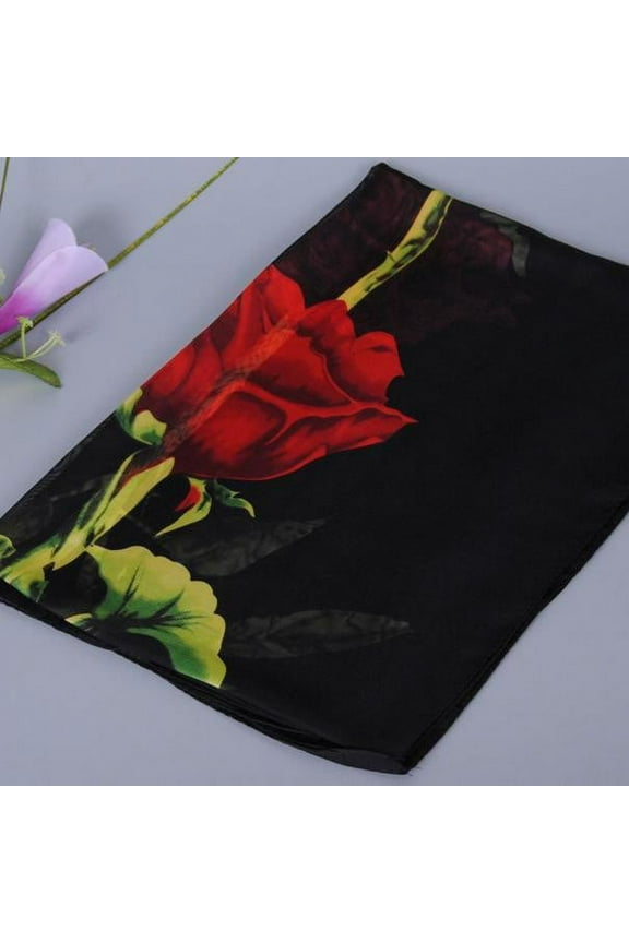 1PC Rose Sunscreen Chiffon Scarf Black Chiffon Valentines Day Wrap Soft Long Chiffon Women Shawl Scarves Scarf Scarf Ladies Fashion Scarf