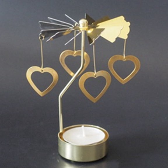 1PC Rotating Spinning Candle Holder, Gold Metal Tea Light Carousel, Christmas & Home Decor Candle Holder, Multiple Designs Available