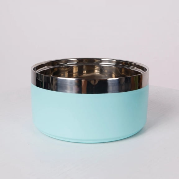 1PC Round Thickened Stainless Steel Dog Bowl, Stylish Solid Color, Non-slip Cat And Dog Pet Bowl, Suitable For Indoor And Outdoo