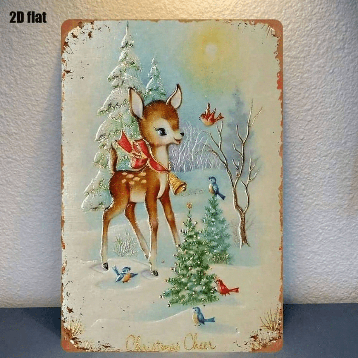 1PC Rustic Iron Metal Wall Sign Winter Reindeer Snowy Woods Pattern No Text Christmas Holiday Home Outdoor Wall Art Decor Ornament