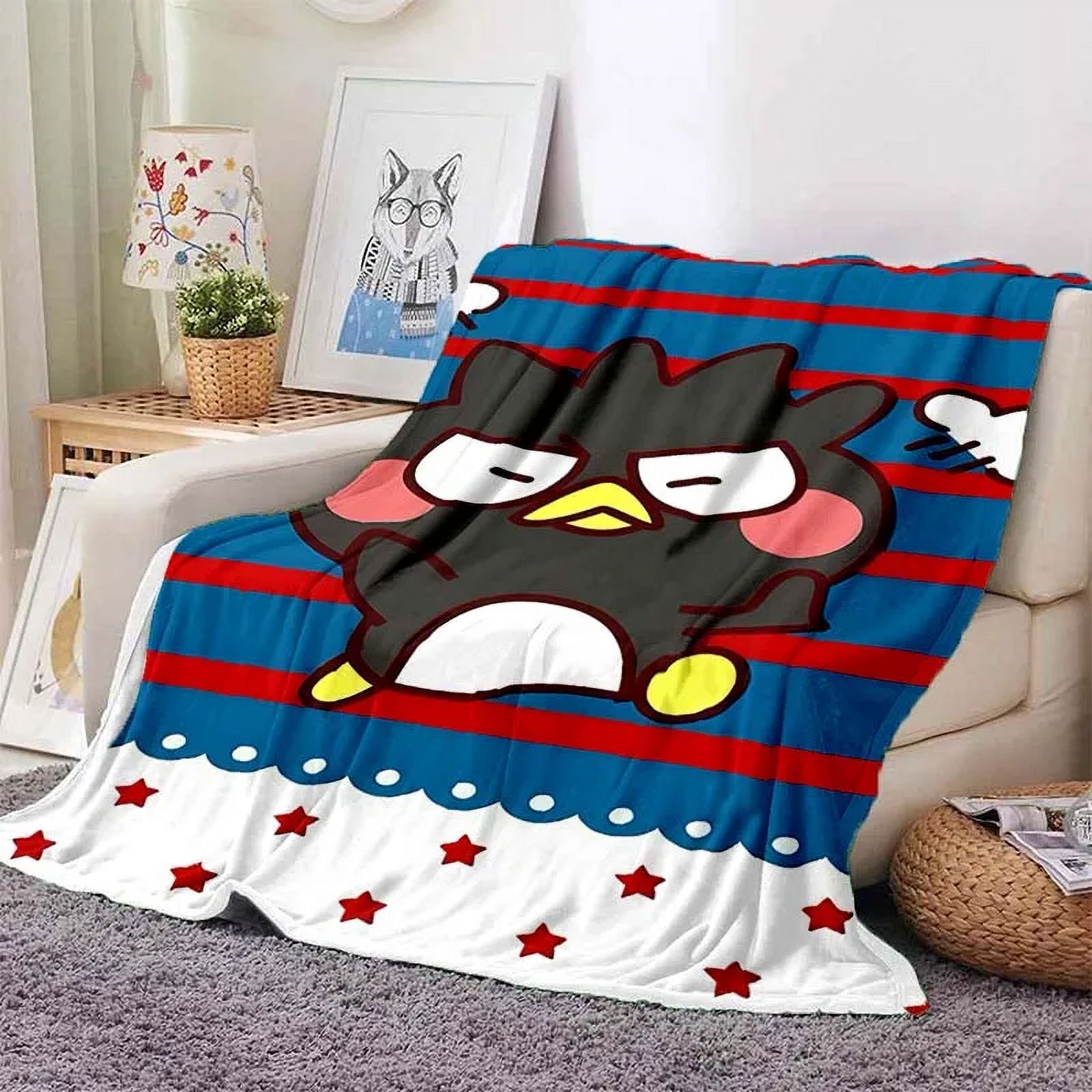 1PC Sanrio Bad Badtz Maru Cartoon Blanket Hello Kitty Soft Flannel