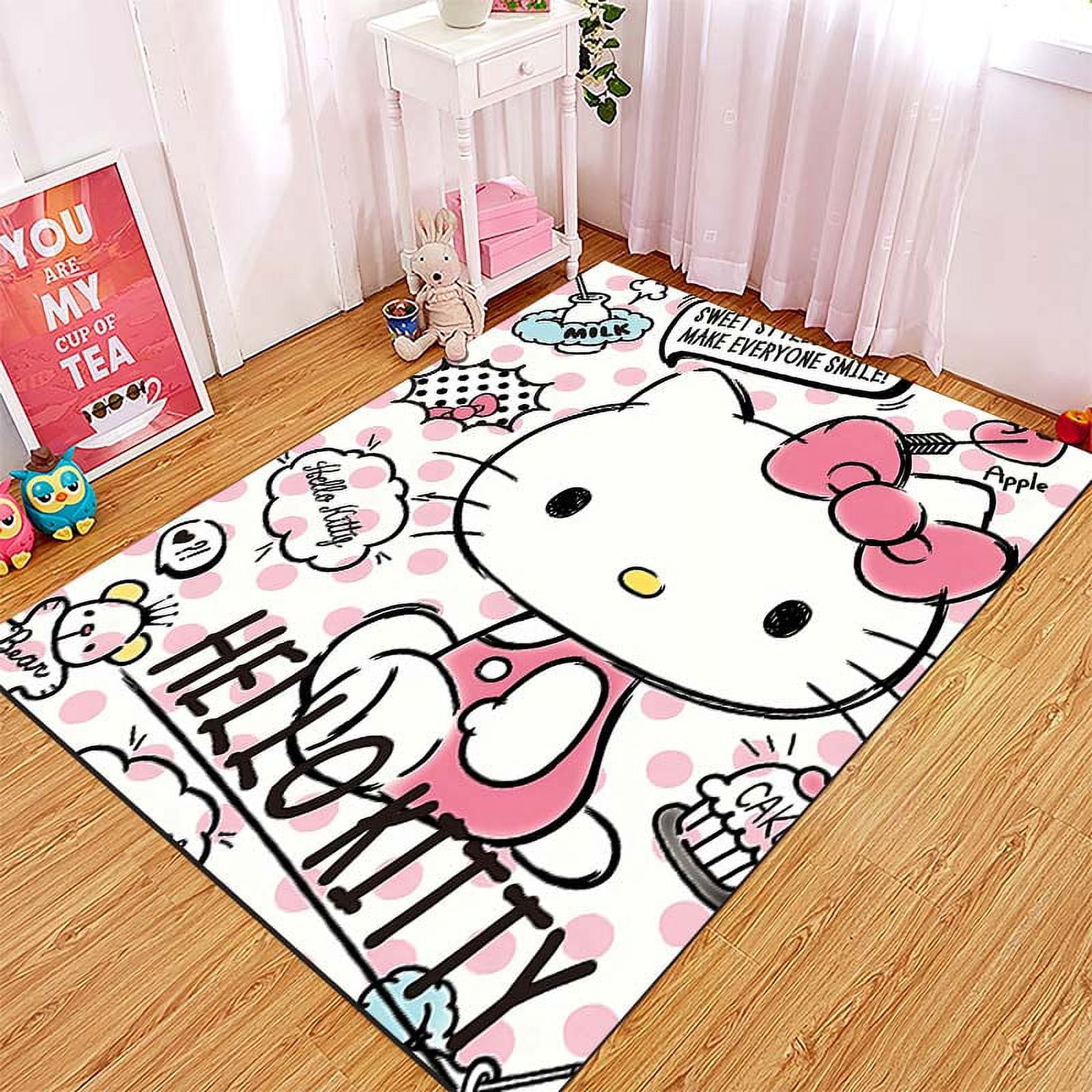 1PC Sanrio Hello Kitty Print Cartoon Carpet Rug for Home Living Room ...