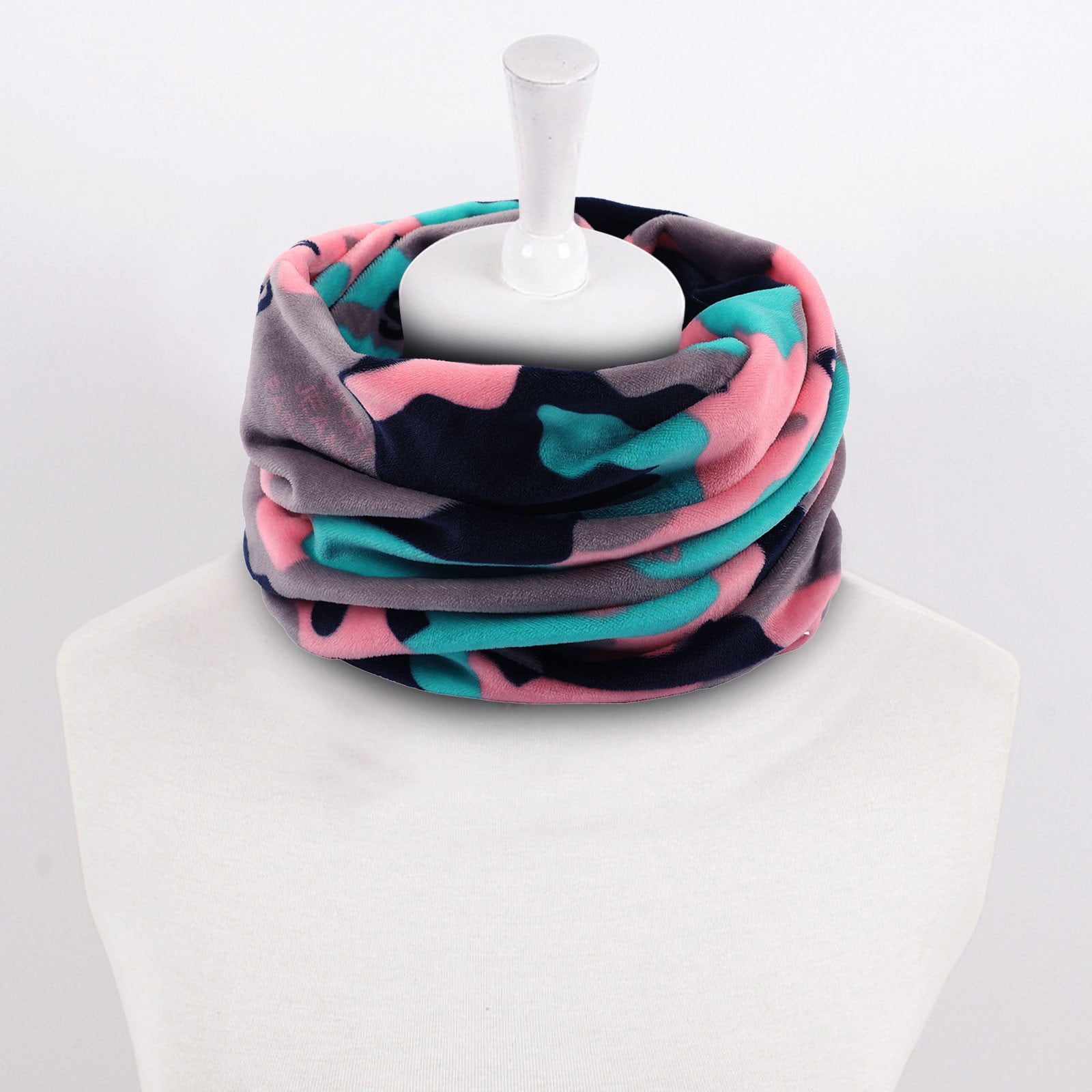 1PC Scarf Brown Polyester Autumn And Winter Printed Warm Short Plush Neck Cover Men And Women