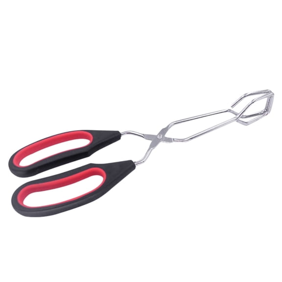 1PC Scissor Tongs With Silicone Handle Great For Kitchen Food Cooking Baking Barbecue BBQ Grilling Flat Kitchen Kid Sized Candle Copper Making Kitchen Gadget Color Stainless Steel Cooking Silicone