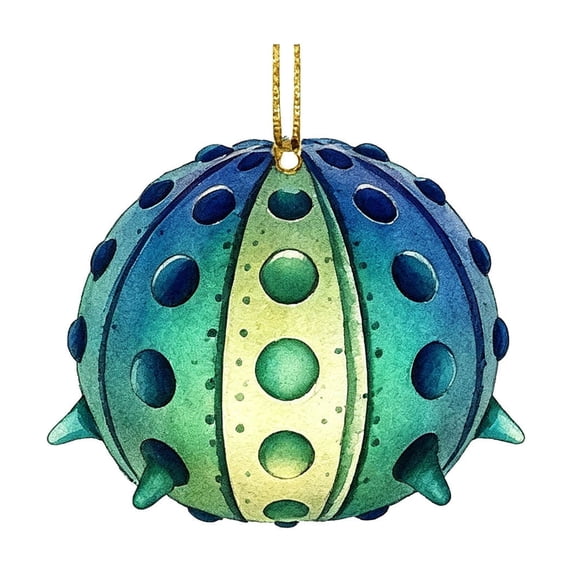 1PC Sea Urchin Christmas Tree Ornament, 2D Coastal Funny Christmas Hanging Ornament, Acrylic Coastal Christmas Tree Hanging Decor