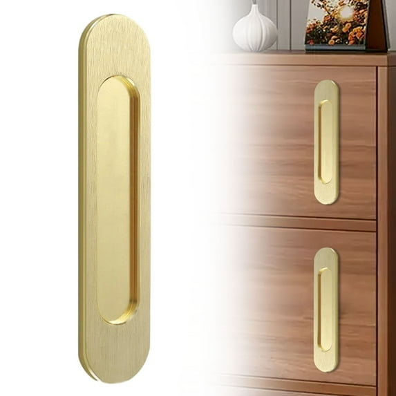 1PC Self-Stick Oval Sliding Door Pulls, Matte Pocket Door Hardware, Hidden Edge Pull, Door Handles for Sliding Door Windows Cabinets Barn Doors