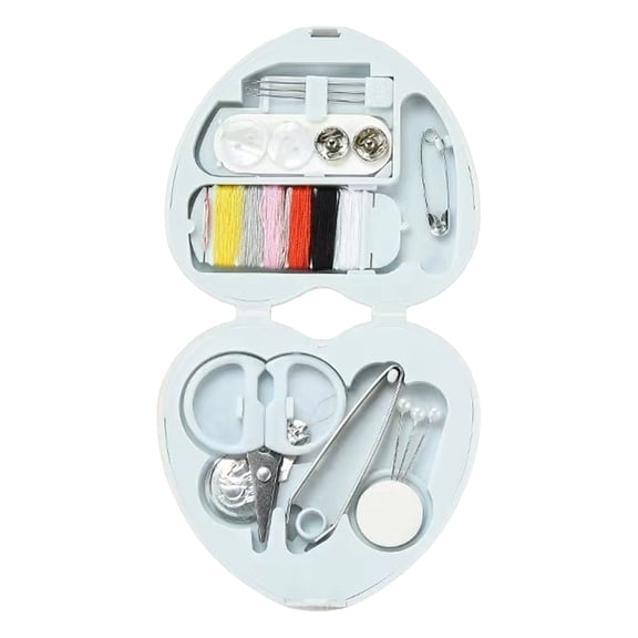1PC Sewing Kit, Portable Sewing Tools for Beginners, Light Blue Handy Sewing Supplies with Scissors Thread Needles Thimble