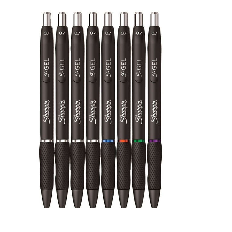 S-Gel High-Performance Gel Pen, Retractable, Fine 0.5 mm, Assorted Ink Colors, Black Barrel, 4/Pack
