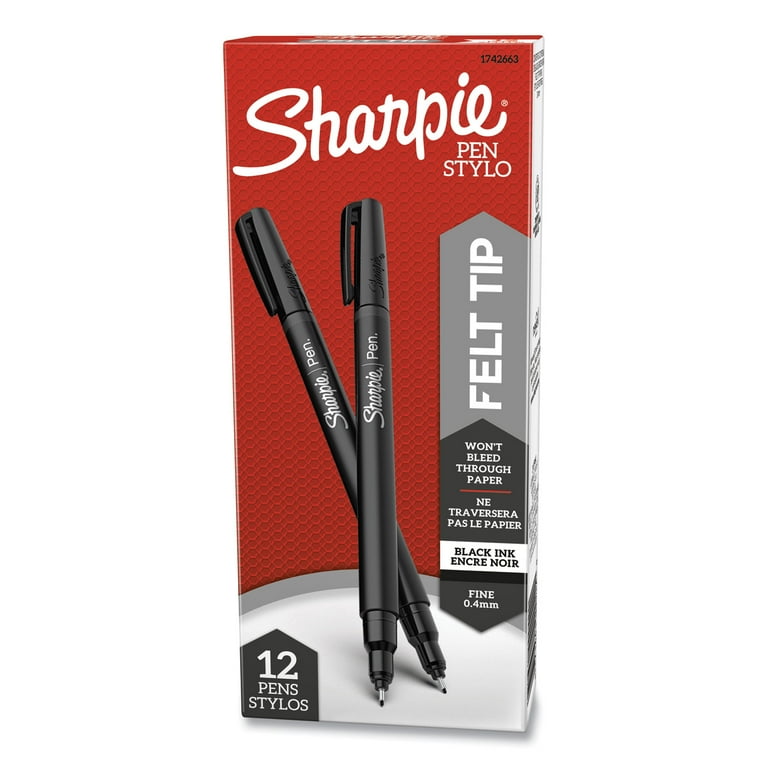 Water-Resistant Ink Porous Point Pen, Stick, Fine 0.4 mm, Red Ink, Black/Red Barrel, Dozen Water-Resistant Ink Porous Point Pen, Stick, Fine 0.4 mm, Red Ink, Black/Red Barrel, Dozen