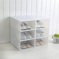thumbnail image 1 of 1PC Shoe Organizer Shoe Storage | Stylish Clear Plastic Stackable Shoe Boxes for Closet Organizers and Storage - Sneaker, Boot, Toy Closet Storage Bins & Organizing Containers, 1 of 7