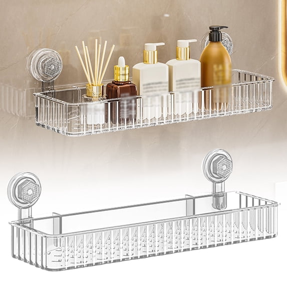 1PC Shower Caddy Suction Cup Organizer,Capacity No Drill Bathroom Storage Shelf,Removable and Reusable Shower Shelf for Home Decor,bathroom shelf,Clear