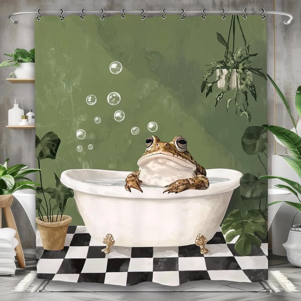 1PC Shower Curtain 66*72in Yookeb Funny Cute Frog Bathroom Shower