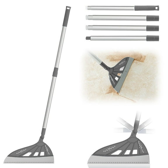 1PC Silicone Air Broom, Household Silicone Broom, Multifunction Magic Silicone Sweeper, Long Adjustable Aluminum Handle for Floor, Glass, and Tile