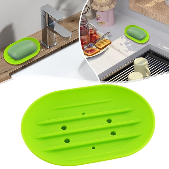 1PC Silicone Drip Catching Soap Dish,Soap Box and Drying Rack,Hollow Soap Plate for Kitchen and Bathroom,Soap Tray for Drip Catching,Green