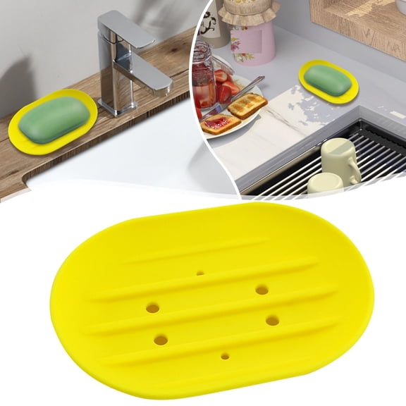 1PC Silicone Drip Catching Soap Dish,Soap Box and Drying Rack,Hollow Soap Plate for Kitchen and Bathroom,Soap Tray for Drip Catching,Yellow