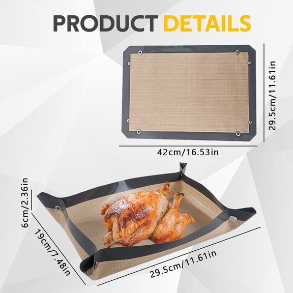 1PC Silicone Fiber Baking Mat with Buckle, & Non Stick, Corners Snap to Form Leakproof Baking Tray,baking mat for rolling out dough