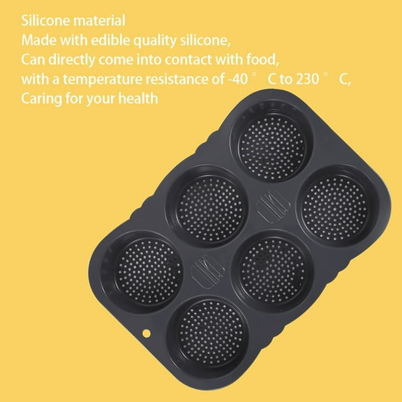 1PC Silicone Hamburger Bread Mold, 6 Cavity Hamburger Bun Pans for Baking, Nonstick & Heat Resistant Burger Bun Mold, Homemade Burger Bun Mold for Hamburger Bun, Hamburger Bun Pan, Large