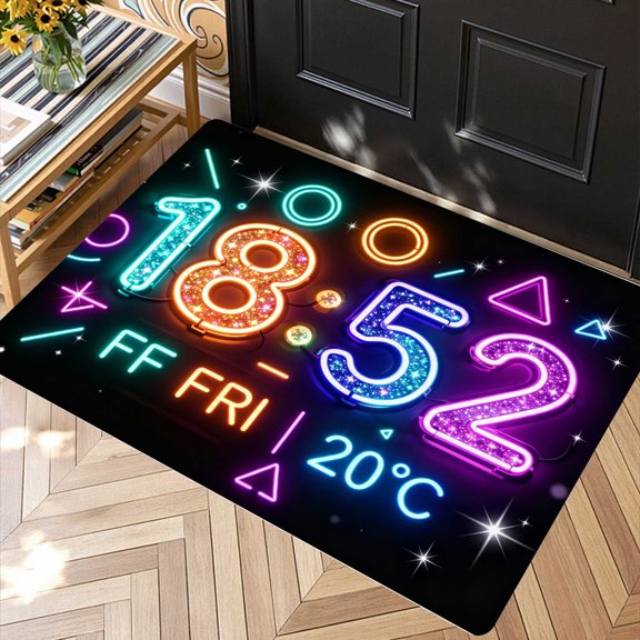 1PC Simple Oriental Symbol Digit Weekly Gauge Printed Soft Fluffy Absorbent Bath Mat, Memory Foam Mat Washable Non Slip Bath Rug, Decor Kitchen Rug for Front Door, Holiday Decor Gift