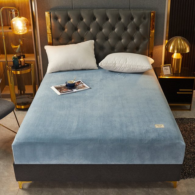 1PC Simple Solid Color Fitted Sheet Nordic Mattress Cover Plush bed