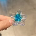 thumbnail image 1 of 1PC Simple Women Girls Headband Small Flower Plastic 4cm Braiding Hair Tool Spring Barrettes Plumeria Hair Clip Frangipani Bobby Pin #2 BLUE, 1 of 8