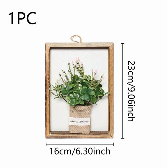 1PC Simulated Plant Square Wood Photo Frame, Business Office Desktop, Windowsill, Foyer, Courtyard, Home Decoration