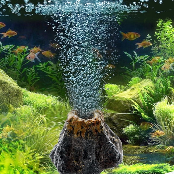 1PC Simulation Bubble Volcano Shape Stone Aquarium Oxygen Pump Drive Fish Rockery Tank Landscaping Resin Toy Decor Ornament