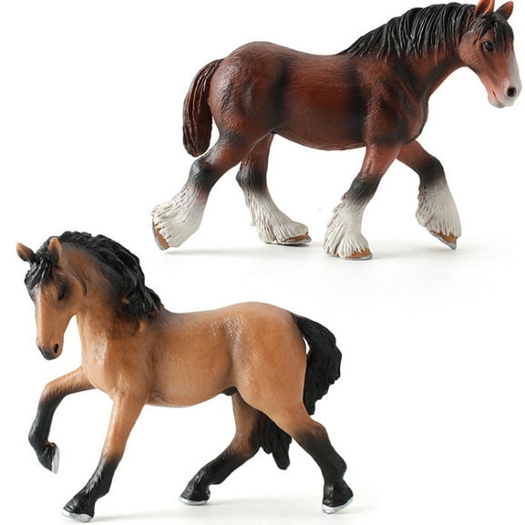 1PC Simulation Horse Model Plastic Animal Ornament Desktop Adornment Kids Toy for Home Shop(Brown)