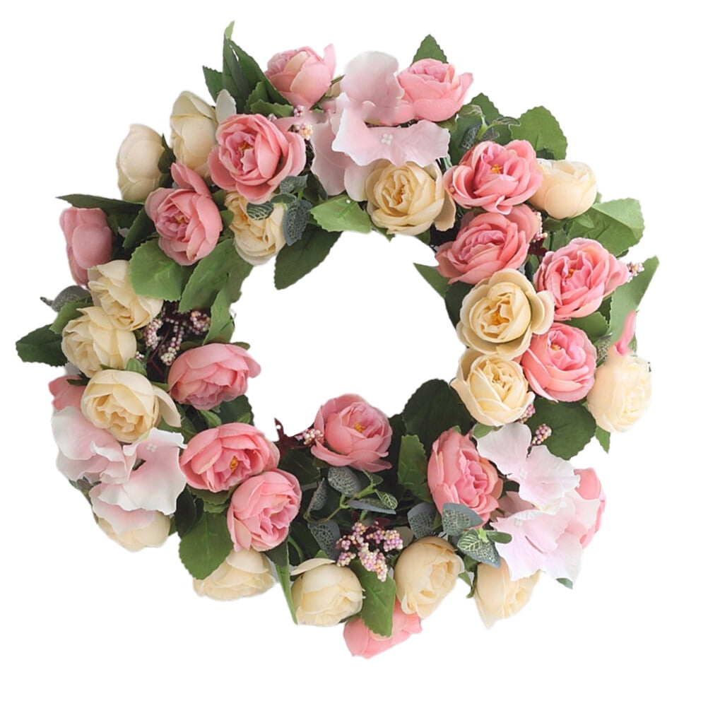 1pc Simulation Rose Garland Silk Cloth Hanging Wreath Realistic Rose 