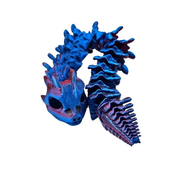 1PC Skull Snake Colorful Light Blue-red 30CM 3D printed dragon figurines snake dragon figurines skull snake