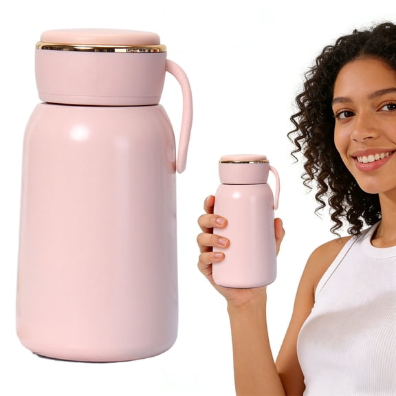 1PC Small Insulated Water Bottle with Tea Strainer ＆ Portable Strap, Mini Vacuum Flask, Leakproof Coffee Mug for Travel Office Gym, Keeps Hot Cold
