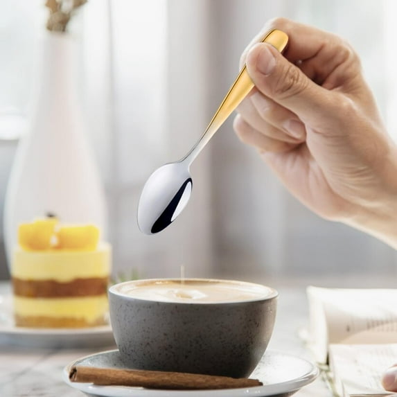 1PC Small Spoons for Desserts, Tiny Spoon, Colored Mini Stainless Steel Spoon, Sugar Honey Salt Spoon, Demitasse Scoop, Serving Spoon, Little Teaspoons Stirring Spoons -Yellow