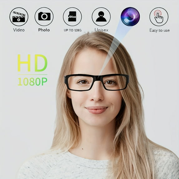 1PC Smart Glasses Camera | 1080P HD Video Recorder with Eye Protection | Auto Focus, Digital Stabilization | 200mAh Built-in Battery, USB Charging | Lightweight for Travel/Camping/Sports |