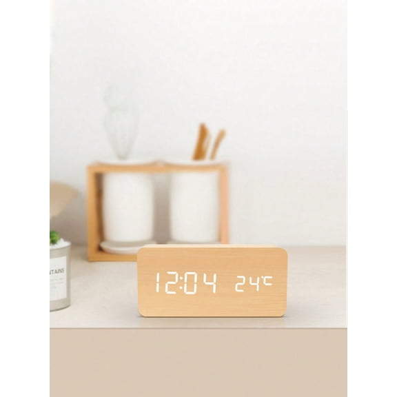 1PC Smart Life Wooden Clock Alarm Clocks For Bedroom Table Clock Home Electronics Device Decoration Snooze Morning Bedside Table Clock Voice