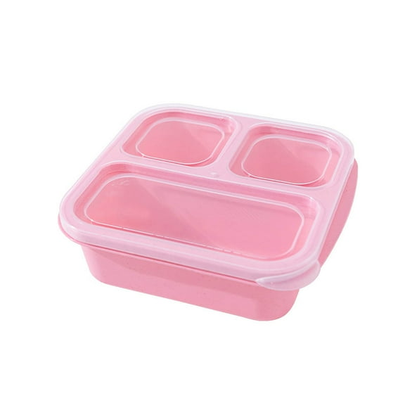 1PC Snack Containers Reusable Bento Snack 3 Compartments Meal Prep Lunch Containers For Kids Adults Divided Food Storage Containers For School Work Travel Pink 17X15.5X5.5cm