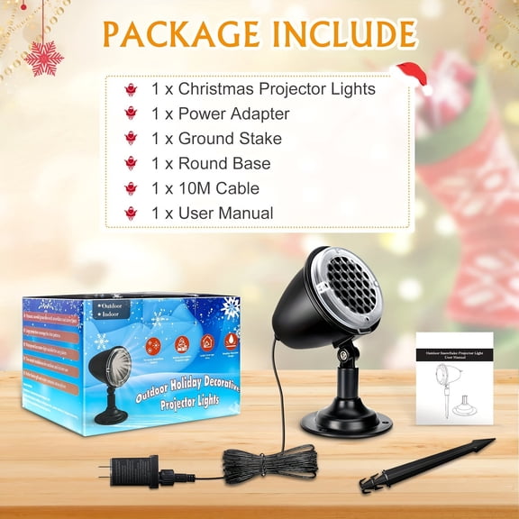 1PC Snowfall LED Light Projector,, Christmas Snow Light, Snowfall Projection Light With Snowstorm Effect For Christmas, Holiday, Halloween, Party, Garden, Wedding, Indoor Outdoor Decorations