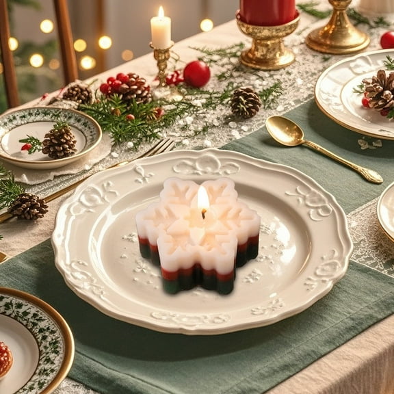 1PC Snowflake Candles, Cebalnir Winter Trendy Candles Snowflake Shaped Wax Aesthetic Gifts for Valentine Home Birthday Wedding Party Decorations